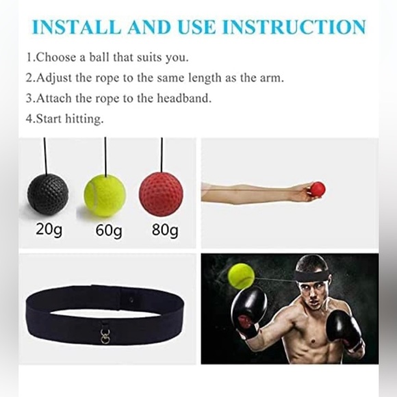 Red/Black Custom High Speed Reflex Boxing Ball Set With Headband New - Picture 3 of 8